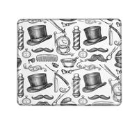 Top Hat - Alfombrilla de mouse pequeña, diseño clásico vintage con tijeras de bigote, sin cuadrado negro, de goma, suave, portátil, ideal para el hogar, oficina, escritorio, laptop, jugadores, regalo