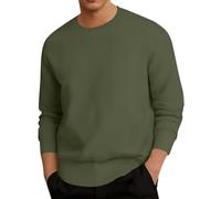 Top Herren Sexy Herren-Sweatshirt ohne Kapuze für Die Freizeit im Freien, lässige, lockere Passform, schlichtes Design, Perfekt für Herbst und Winter, maschinenwaschbar, Wollmantel Kurz (Green, XL)