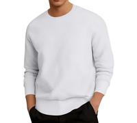 Top Herren Sexy Herren-Sweatshirt ohne Kapuze für die Freizeit im Freien, lässige, lockere Passform, schlichtes Design, perfekt für Herbst und Winter, maschinenwaschbar, Wollmantel Kurz (White, XXXL)