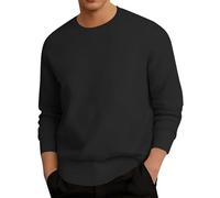 Top Herren Sexy Herren-Sweatshirt ohne Kapuze für die Freizeit im Freien, lässige, lockere Passform, schlichtes Design, perfekt für Herbst und Winter, maschinenwaschbar, Wollmantel Kurz (Black, XL)