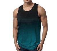 Top Hombre Casual Ancho Deporte Playa Playa Frente al Mar Impreso Top sin Mangas de Verano, azul, XL