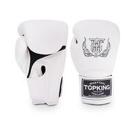 Top King Super Air - Guantes de boxeo transpirables de cuero para Muay Thai, para entrenamiento o sparring, color blanco, 14 onzas