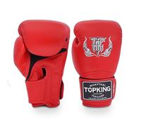 Top King Super Air - Guantes de boxeo transpirables de cuero para Muay Thai, para entrenamiento o sparring, color rojo, 16 onzas