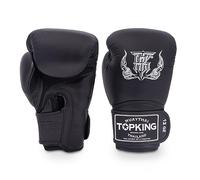 Top King Super Air - Guantes de boxeo transpirables de cuero para Muay Thai, para entrenamiento o sparring, color negro, 14 onzas