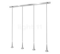 Top Light Look at Me Choice, lámpara de suspensión 4 focos LED, cromo - lente transparente - 125 cm