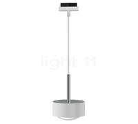 Top Light Puk Maxx Long One, lámpara de suspensión LED para Mini Track Riel, blanco mate/cromo - lente transparente