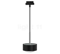 Top Light Puk Maxx Long One, lámpara de suspensión LED para Mini Track Riel, negro mate/cromo - lente transparente