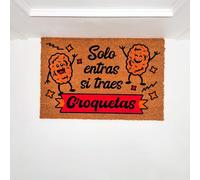 Top Mat Felpudo Coco Natural Solo Entre Si Trae Croquetas 60x40 cm Antideslizante Base Látex - Alfombrilla Entrada Casa Exterior Resistente Diseño Divertido para Amantes de los Gatos