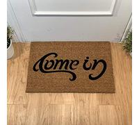Top Mat Felpudo Come In Go Away Coco Natural Pintado a Mano 60x40 cm Antideslizante Base Látex - Alfombrilla Entrada Casa Exterior Resistente Diseño Divertido