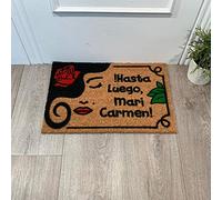 Top Mat Felpudo Pintado a Mano - hasta Luego Mari Carmen 12 Coco Natural Pintado a Mano 60x40 cm Antideslizante Base Látex - Alfombrilla Entrada Casa Exterior Resistente Fácil Limpieza Diseño