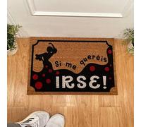 Top Mat Felpudo Pintado a Mano - Si me queréis IRSE - 2 Coco Natural Pintado a Mano 60x40 cm Antideslizante con Base Látex - Alfombrilla Entrada Casa Exterior Resistente Fácil Limpieza Diseño