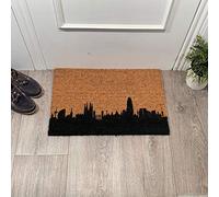 Top Mat Felpudo Skyline Barcelona Coco Natural Pintado a Mano 60x40 cm Antideslizante Base Látex - Alfombrilla Entrada Casa Exterior Diseño Decorativo