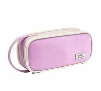 TOP-MAX 1 estuche grande para adolescentes, tela compuesta 6882 de gran capacidad, con múltiples bolsillos, doble cremallera, para almacenamiento de artículos de papelería de oficina en campus, Purple