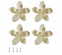 TOP-MAX 4 pomos de flores doradas, tiradores de cajón florales vintage, manijas de metal de aleación de zinc para reciclaje, accesorios de muebles Shabby Chic, ideal para cómoda y mesitas de noche