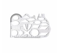 TOP-MAX Regla geométrica multifuncional, regla de dibujo de matemáticas, regla de función de plástico transparente, graduaciones precisas para estudiantes, escuela, suministros de oficina