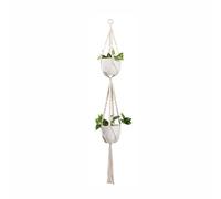 TOP-MAX Soporte colgante de cuerda de algodón, bolsa de malla para macetas, cesta colgante de macramé, colgador doble para plantas para pasillo, patio, techo (A)