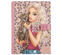 Depesche 13941 TOPModel Leoheart: Diario con código Secreto y Sonido en Rosa, con Motivo de Modelo, Estampado de Leopardo y Dorado, Incluye 80 páginas finamente rayadas y Coloridas Ilustraciones.