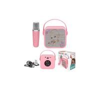 Depesche 13778 TOPModel - Set de Karaoke en Rosa, con Motivos de Modelos y asa de Transporte, Altavoz Bluetooth con Cambiador de Voz, 1 micrófono y Cable de Carga USB-C