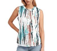 Top Mujer Elegante sin Mangas Cuello Redondo Impreso Camiseta sin Mangas Verano Top Top Top Camiseta De tirantes Nueva Colección 2026 Vacaciones Casual, Dark Verde, L