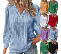Top Mujer Elegante Y Elegante Cuello en V, Blusas Y Blusas Mujer De Gran Tamaño, Camisa Corta Blusa 2025 Nuevo Top Casual Top Protección Solar Blusa Transpirable Loungewear, Sky Blue, L
