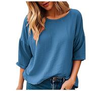 Top Mujer Verano - Trabajo Blusa Mujer Mangas 3/4 Amplio Cómodo Clásicos Casual Color Sólido Elegante Elegante Simple Clásicos Versátil Todos los Días Top Barato