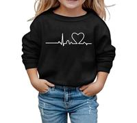 Top Niño Gráfico Impreso Cuello Redondo Camiseta Cómodo Casual Diario Suave para Niños Y Niñas Perfecto Primavera Verano Otoño Top Sudadera sin Capucha Corazón Impreso, Le Noir, 5-6 Años