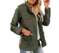 Top para mujer, talla grande, lino, chaqueta para mujer, media temporada, elegante, con cremallera, abrigo de color puro, manga larga, sudadera con bolsillos altos, informal, sudadera suelta, verde