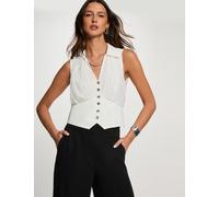 Top plisado sin mangas blanco mujer 34