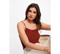 Top punto tirantes finos marrón coñac mujer XS