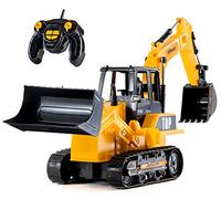 Top Race Cargador de retroalimentación de excavadora RC de 8 canales con funcionalidad completa, Tractor de construcción de control remoto eléctrico con pilas RC. TR-119