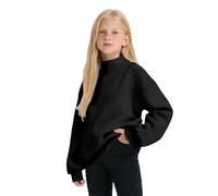 Top Rojo Chica Chic Cuello redondo alto, chaquetas de terciopelo para niños, ropa para niños de tamaño mediano y grande Vestido Jersey para niña Midi, Le Noir, 5-6 Años