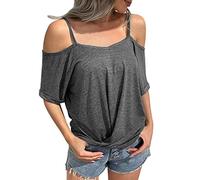 Top sin hombros para mujer, blusa causal, hombros descubiertos, camisetas de manga corta, suéter de manga 3/4 para mujer, gris oscuro, 3XL