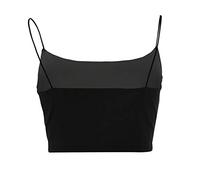 Top sin mangas casual con cuello en U y color sólido para mujer - Top tubo de mujer ajustado y corto Caraco tirantes finos sin mangas para jóvenes sin mangas Slim Fit Tops Chic Caraco Beau Tops, Negro