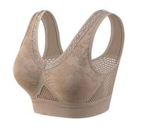 Top Sin tirantes Mujeres medianas ancianas: Transpirable, hermosa parte posterior, sin anillo de acero, chaleco grande para las mujeres medianas, café, XXL