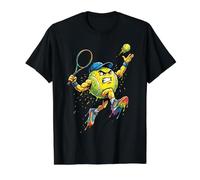 Top Spin Tennis Ball Ice Cream Drip Rainbow Racket Colorful Camiseta gráfica económica, Hombre, Negro, L