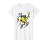 Top Spin Tennis Ball Ice Cream Drip Rainbow Racket Colorful Camiseta gráfica económica, Mujer, Blanco, L