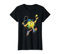 Top Spin Tennis Ball Ice Cream Drip Rainbow Racket Colorful Camiseta gráfica económica, Mujer, Negro, XS