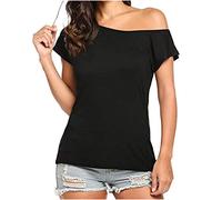 Top Support Garganta Integrada Espalda Descubierta | Teeshirt Mujer Algodón Manga Corta Camiseta Básica Camiseta Casual Camisa Lino Camisas Moda Blusa Cómodo Top Chic Túnica Color Sólido Tops, Negro