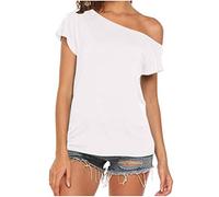 Top Support Garganta Integrada Espalda Descubierta | Teeshirt Mujer Algodón Manga Corta Camiseta Básica Camiseta Casual Camisa Lino Camisas Moda Blusa Cómodo Top Chic Túnica Color Sólido Tops, blanco