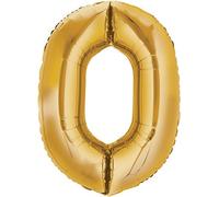 TOP TEN Globo de papel de aluminio de 80 cm, color dorado, para cumpleaños, número adecuado para helio y relleno de aire (número: 0)