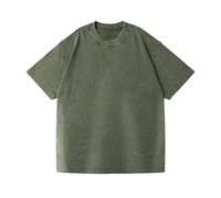 Top Tie Camiseta Oversize Algodón Lavado Vintage Camiseta Amplia Unisex Hombros Caídos