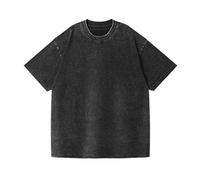 Top Tie Camiseta Oversize Algodón Lavado Vintage Camiseta Amplia Unisex Hombros Caídos
