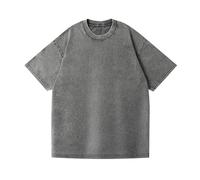 Top Tie Camiseta Oversize Algodón Lavado Vintage Camiseta Amplia Unisex Hombros Caídos