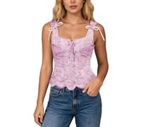 Top Tipo Corsé con Encaje Floral y Cordones para una Silueta Elegante y Cómoda en el Día a Día (XS) #646