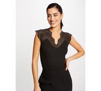 Top tirantes anchos de encaje negro mujer L