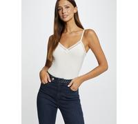 Top tirantes finos con bandas de encaje marfil mujer XL