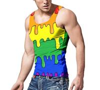 Top Tirantes Hombre Algodón Colorido Arcoíris Bandera Amor Tolerancia Camiseta Orgullo Deportivo Playa Gay Pride