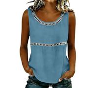 Top Tirantes Mujer,Top Sin Mangas Calado De Mezcla Transpirable para Un Look Casual De Verano Blusa Tipo TúNica De Corte Holgado