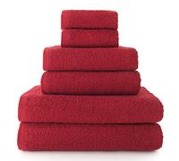 Top Towel - Plus - Toallas de baño grandes - Toallas baño - 2 toallas cara o bidet + 2 toallas de mano o lavabo + 2 toallas de ducha - Algodon 100% - Granate