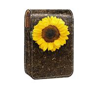Top View - Estuche portátil para lápices de labios con diseño de girasol, mini caja de almacenamiento para lápices de labios con espejo para mujer, Varios colores, 9.5x2x7 cm/3.7x0.8x2.7 in